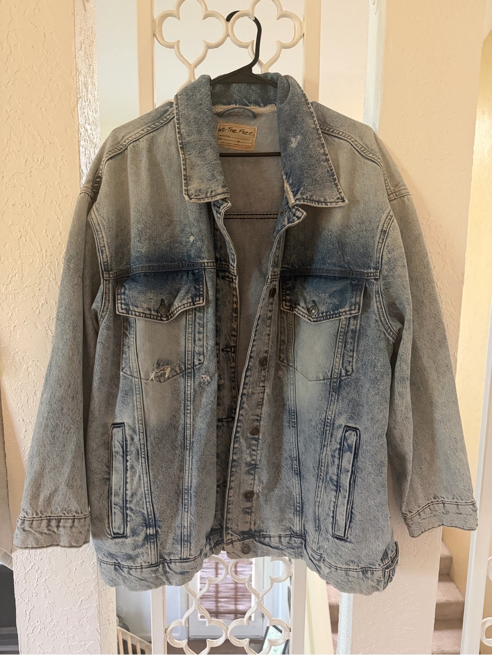 Free people distressed denim jacket